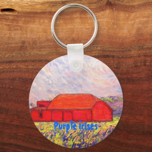 Paarse Irises Sleutelhanger (Voorkant)