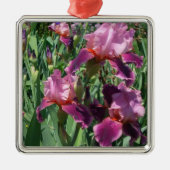 Paarse Irises Spring Floral Metalen Ornament (Voorkant)