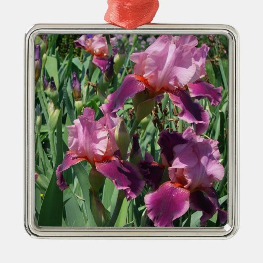 Paarse Irises Spring Floral Metalen Ornament (Voorkant)