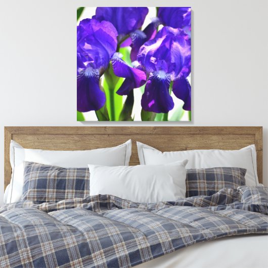 Paarse Irises Vloer Canvas Afdruk (Insitu (Slaapkamer))