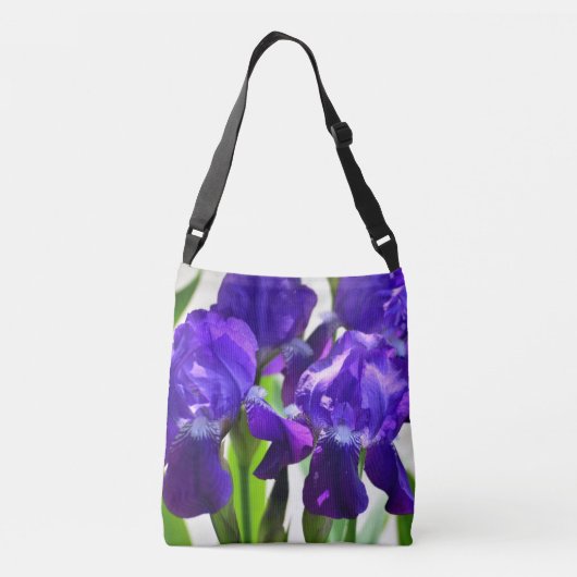 Paarse Irises Vloer Crossbody Tas (Achterkant)