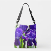 Paarse Irises Vloer Crossbody Tas (Voorkant)