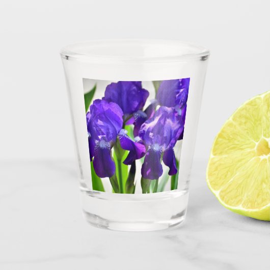 Paarse Irises Vloer Shot Glas (Voorkant)