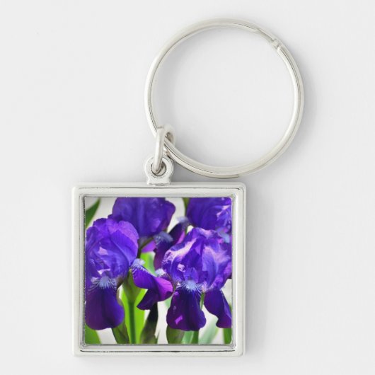 Paarse Irises Vloer Sleutelhanger (Voorkant)