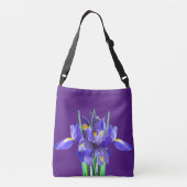 Paarse Irises Volwassenen Over Druk of Kruislichaa Crossbody Tas (Achterkant)