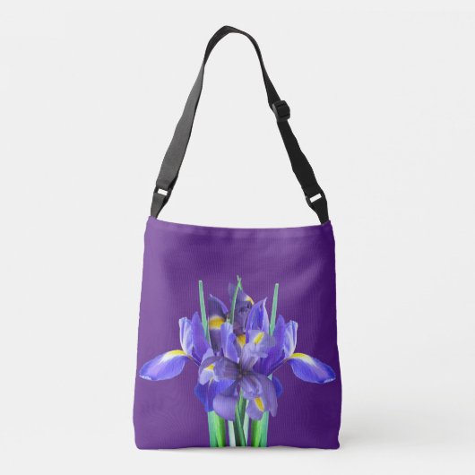 Paarse Irises Volwassenen Over Druk of Kruislichaa Crossbody Tas (Achterkant)