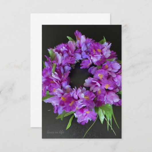 Paarse iriskrans notitiekaartje (Voorkant / Achterkant)