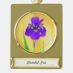 Paarse irisschildering - Oorspronkelijke blowerend Verguld Banner Ornament