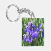 Paarse irissen acryl sleutelhanger (Voorkant Links)