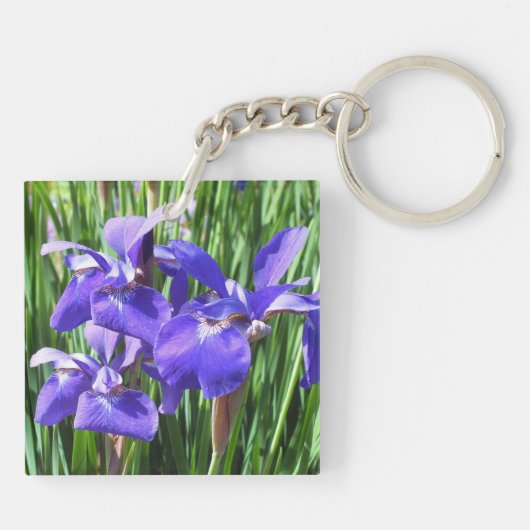 Paarse irissen acryl sleutelhanger (Achterkant)