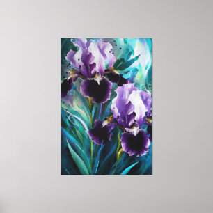 *~* Paarse Irissen Bloemen Artsy Iris Schilderen A Canvas Afdruk