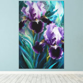 *~* Paarse Irissen Bloemen Artsy Iris Schilderen A Canvas Afdruk (Insitu (Houten vloer))