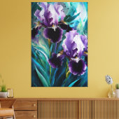 *~* Paarse Irissen Bloemen Artsy Iris Schilderen A Canvas Afdruk (Insitu (Woonkamer))