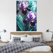 *~* Paarse Irissen Bloemen Artsy Iris Schilderen A Canvas Afdruk (Insitu (Slaapkamer))