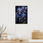 Paarse irissen bloemenkunst print Poster (Keuken)