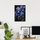 Paarse irissen bloemenkunst print Poster (Thuiskantoor)