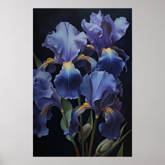 Paarse irissen bloemenkunst print Poster (Voorkant)