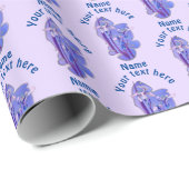 Paarse irissen bloemkunst gepersonaliseerd cadeaupapier (Rol Hoek)