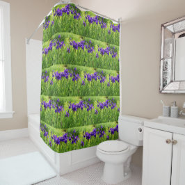 Paarse Irissen Botanische Badkamer Gordijn