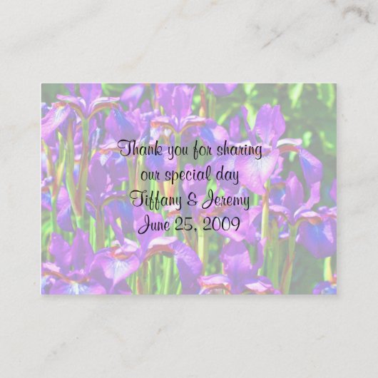 Paarse Irissen Flower Trouwtafel Plaatskaartje (Achterkant)
