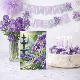 Paarse Irissen Gelukkige Verjaardag Groet of Lente Feestdagen Kaart