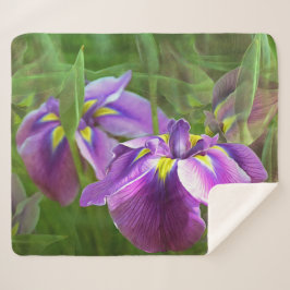 Paarse irissen in beweging sherpa deken