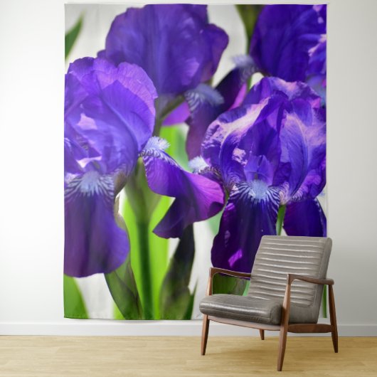 Paarse Irissen Iris Bloem Wandkleed (In situ)