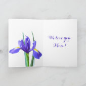 Paarse Irissen Moederdag Kaart (Binnen)