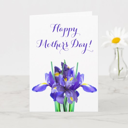 Paarse Irissen Moederdag Kaart (Kleine Plant)