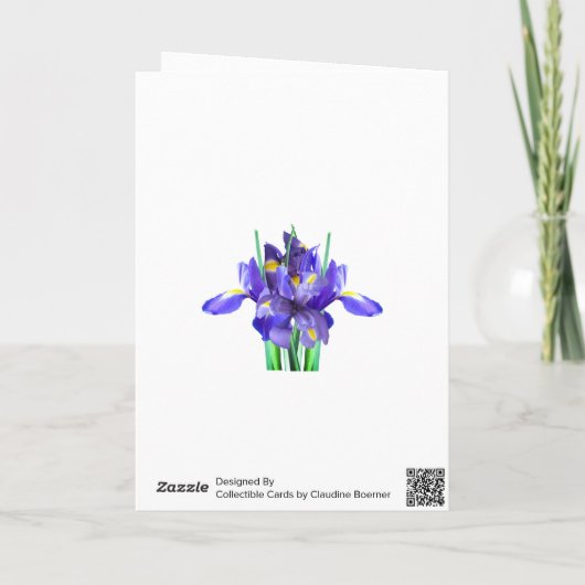 Paarse Irissen Moederdagkaart Kaart (Achterkant)