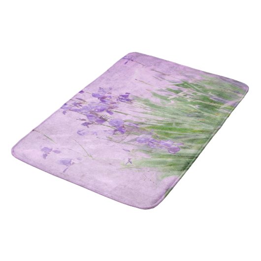 Paarse Irissen Waterverf Bath Mat (Gekanteld)