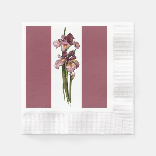 Paarse Irist donkerroze papier servkin Servetten (Voorkant)