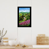 PAARSE IRISVELDEN IN GROEN TOSCAANS LANDSCHAP POSTER (Keuken)
