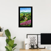 PAARSE IRISVELDEN IN GROEN TOSCAANS LANDSCHAP POSTER (Thuiskantoor)