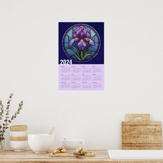 Paarse iriswandkalender poster (Keuken)