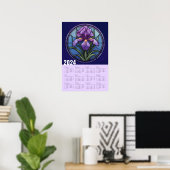 Paarse iriswandkalender poster (Thuiskantoor)