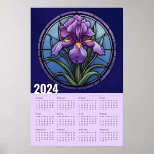 Paarse iriswandkalender poster