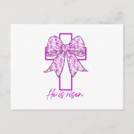 Paarse is hij verrezen paasbloem coquette boog briefkaart