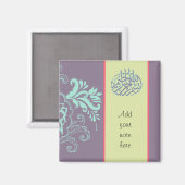 Paarse Islamitische bloemenArabische Bismillah Kal Magneet (Voorkant / Achterkant)