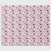 Paarse & Ivoor Bloemen Wrapping Papier (Vlak)