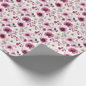 Paarse & Ivoor Bloemen Wrapping Papier (Hoek)