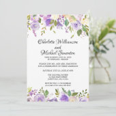 Paarse Ivoor Floral Elopement Reception Kaart (Staand voorkant)