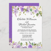 Paarse Ivoor Floral Elopement Reception Kaart (Voorkant / Achterkant)