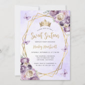 Paarse Ivoor Goud Geometrische Bloemen Sweet 16 Pa Kaart (Voorkant)