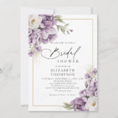 Paarse Ivoor Gouden Bloem Elegant Vrijgezellenfees Kaart (Voorkant)