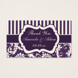 Paarse, Ivoor, Roze Damast Bruiloft Favor Tag Visitekaartjes