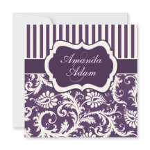 Paarse, Ivoor, Roze Gestreepte Damast Bruiloft Uit