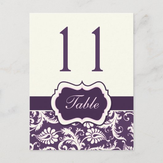Paarse, Ivoor, Roze Streep Damast Tafelnummer (Voorkant)