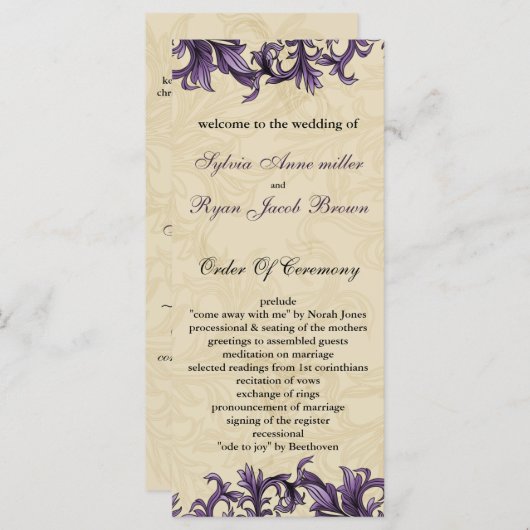 Paarse  ivooroorlog programmakaart (Voorkant / Achterkant)