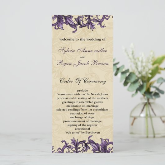 Paarse  ivooroorlog programmakaart (Staand voorkant)